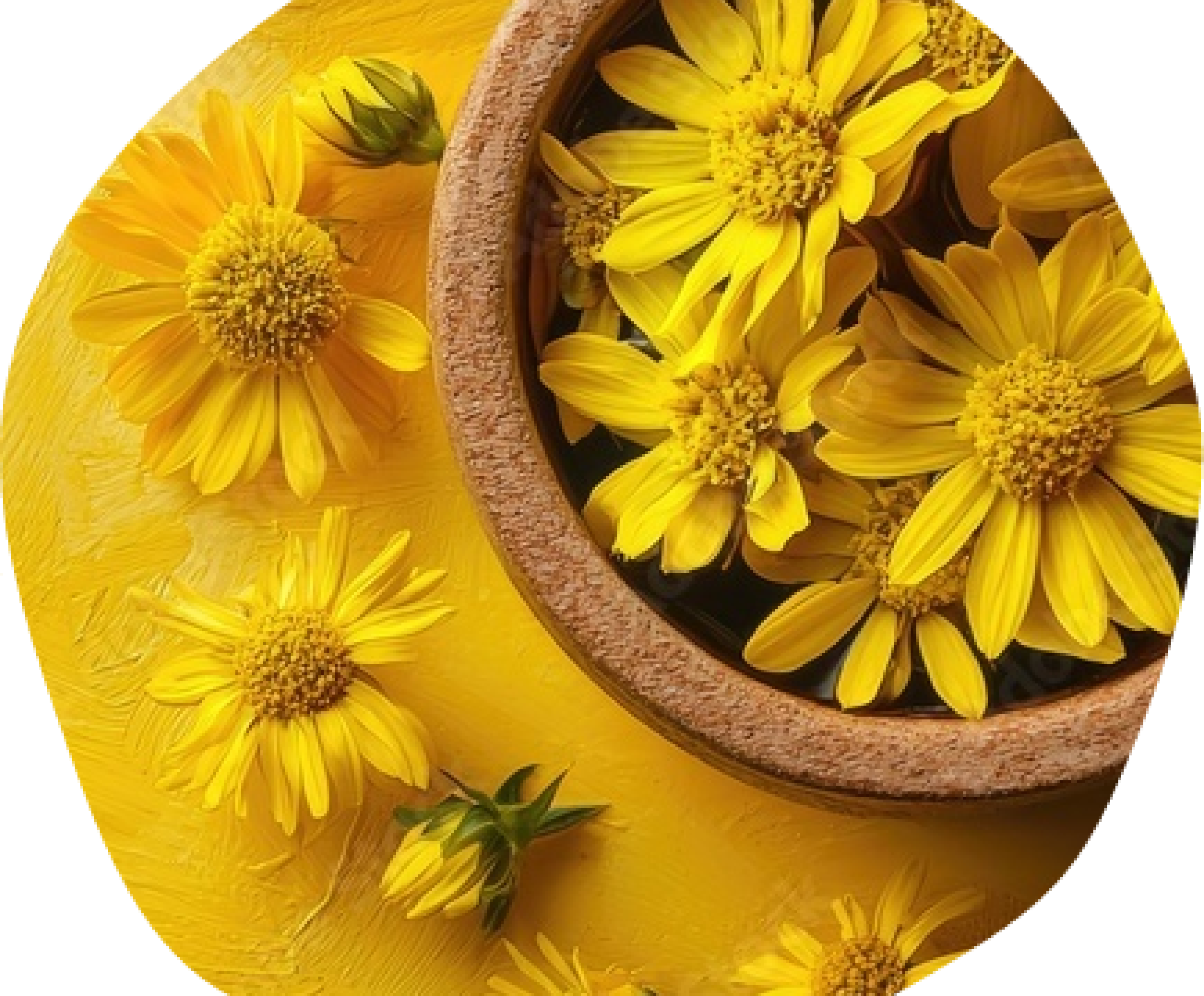 fleur arnica fond jaune