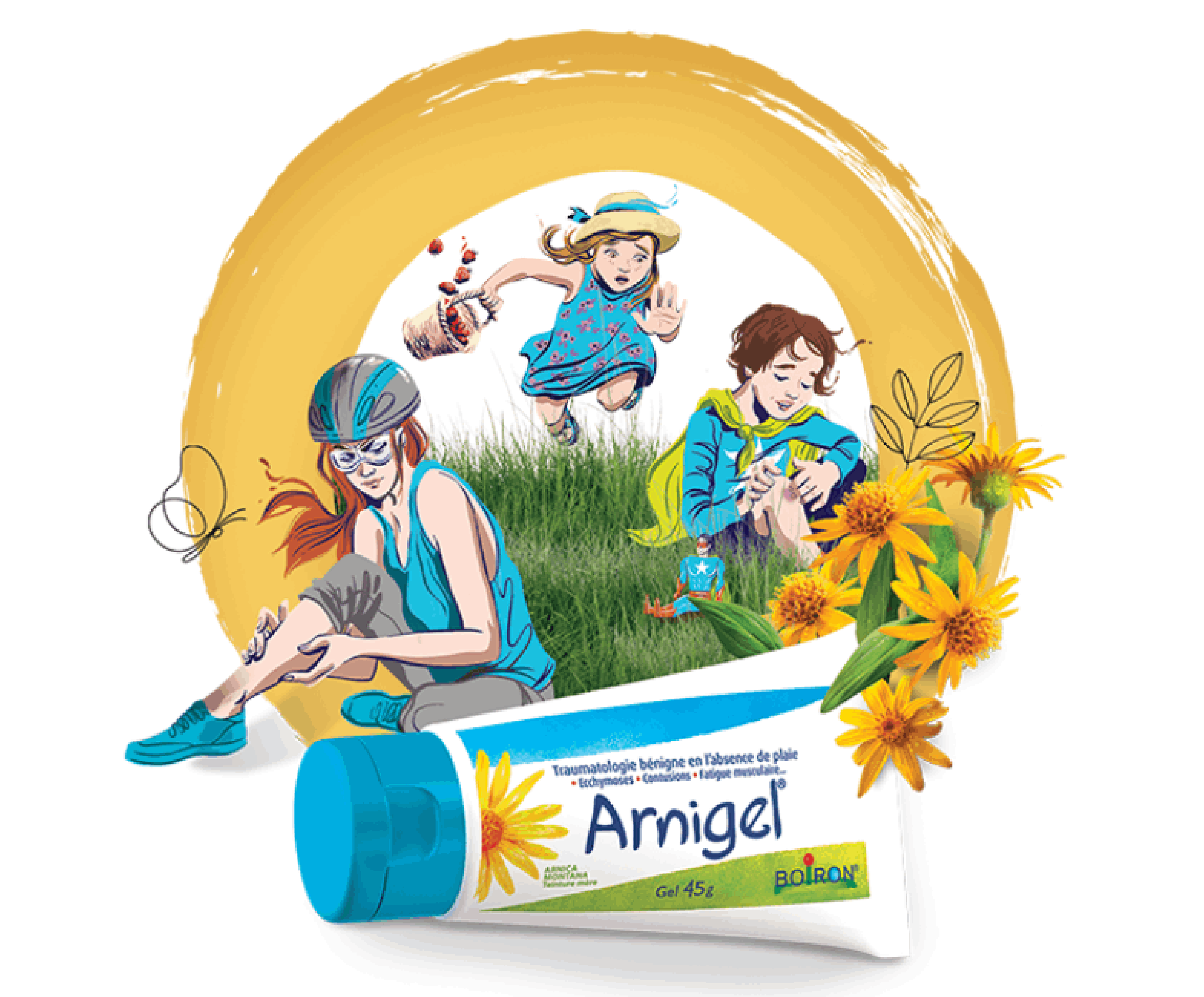 Arnigel, femme et enfants bleus et contusions 